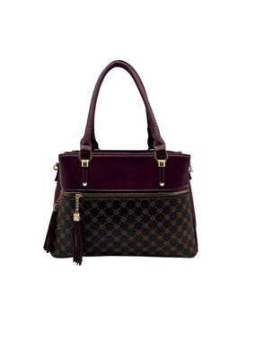 KKXIU Women's Burgundy Top-Handle Satchel Crossbody Bag